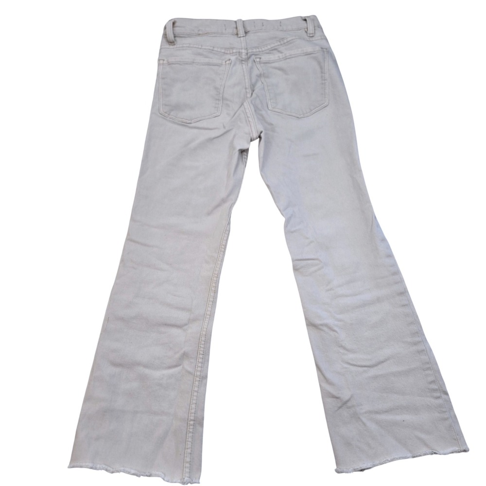 MNG MANGO Sienna 4‎ Flare Cropped Jeans Raw Hem High Waist Ecru